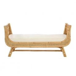 Bemjam Cass Wicker Natural Bench With Cushion by JAYDEN CREATION