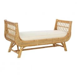 Bemjam Cass Wicker Natural Bench With Cushion by JAYDEN CREATION -JAYDEN CREATION Sales natural jayden creation bedroom benches bept0181 natural c3 1000