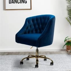 Lydia 24.5 in. Width Big and Tall Navy Blue Fabric Task Chair with Adjustable Height by JAYDEN CREATION -JAYDEN CREATION Sales navy blue jayden creation task chairs chm6030 navy 31 1000