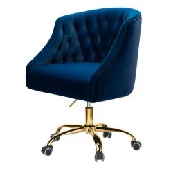 Lydia 24.5 in. Width Big and Tall Navy Blue Fabric Task Chair with Adjustable Height by JAYDEN CREATION