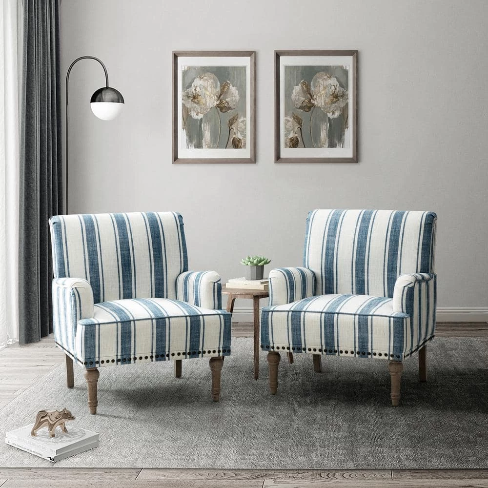 Imperia Navy Armchair with Turned Legs Set of 2 by JAYDEN CREATION 10 Imperia Navy Armchair with Turned Legs Set of 2 by JAYDEN CREATION - Image 10