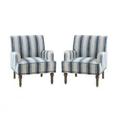 Imperia Navy Armchair with Turned Legs Set of 2 by JAYDEN CREATION