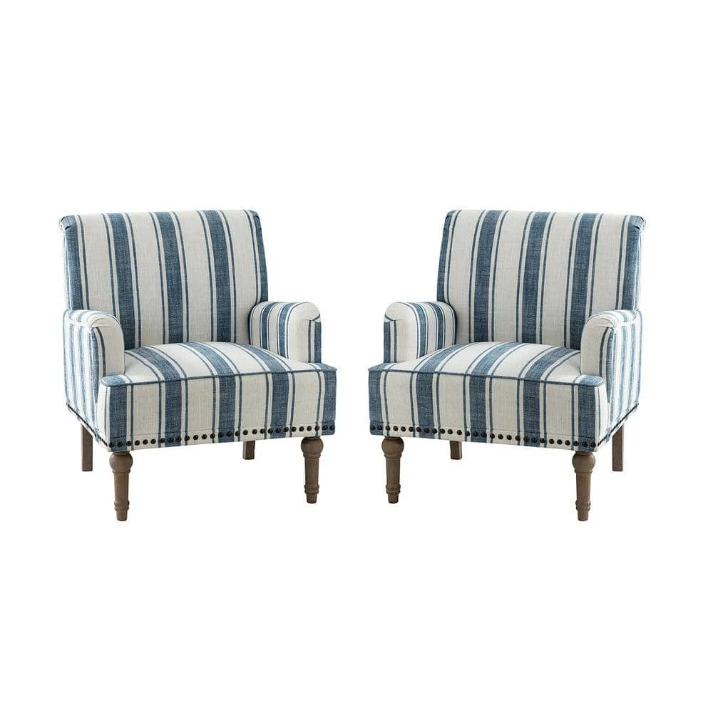 Imperia Navy Armchair with Turned Legs Set of 2 by JAYDEN CREATION 1 Imperia Navy Armchair with Turned Legs Set of 2 by JAYDEN CREATION