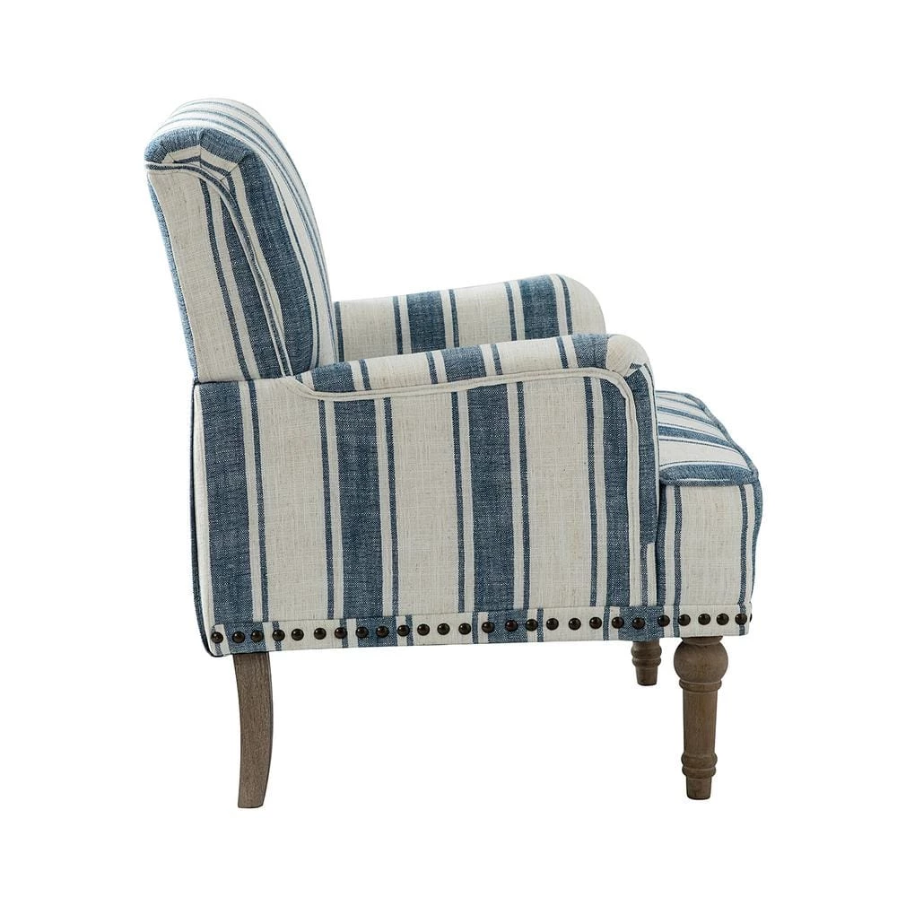 Imperia Navy Armchair with Turned Legs Set of 2 by JAYDEN CREATION 2 Imperia Navy Armchair with Turned Legs Set of 2 by JAYDEN CREATION - Image 2