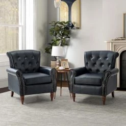 Acoetes Navy Armchair with Nailhead Trim (Set of 2) by JAYDEN CREATION -JAYDEN CREATION Sales navy jayden creation accent chairs chm0529 navy s2 31 1000