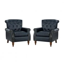 Acoetes Navy Armchair with Nailhead Trim (Set of 2) by JAYDEN CREATION