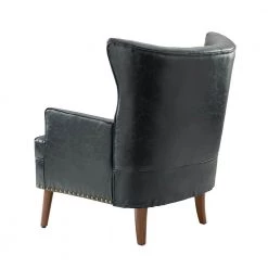 Minerva Vegan Leather Navy Armchair with Nailhead Trim by JAYDEN CREATION -JAYDEN CREATION Sales navy jayden creation accent chairs chm0566 navy c3 1000