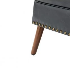 Minerva Vegan Leather Navy Armchair with Nailhead Trim by JAYDEN CREATION -JAYDEN CREATION Sales navy jayden creation accent chairs chm0566 navy fa 1000