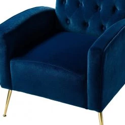 Brion Gloden Legs Navy Wingback Chair with Button Tufted Back by JAYDEN CREATION -JAYDEN CREATION Sales navy jayden creation accent chairs chwh0116 navy 4f 1000