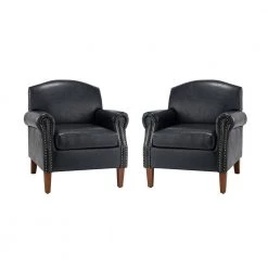 Gianluigi Navy ArmChair with Rolled Arms (Set of 2) by JAYDEN CREATION