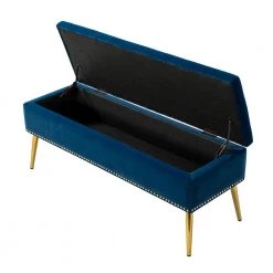 Hippolytus Navy 45.5"Wx15.5"Dx18.5"H Storage Bench with Nailhead Trim by JAYDEN CREATION -JAYDEN CREATION Sales navy jayden creation bedroom benches bem0546 navy c3 1000