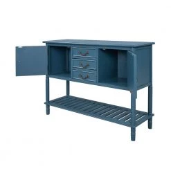 Salvatore 45 in. Navy Rectangle Wood Console Table with Shelves by JAYDEN CREATION -JAYDEN CREATION Sales navy jayden creation console tables sbfsh0315 navy 4f 1000