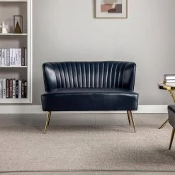 Vittoria 47 in. Navy Loveseat with Metal Legs by JAYDEN CREATION -JAYDEN CREATION Sales navy jayden creation loveseats sfm0436 navy 31 1000