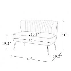 Vittoria 47 in. Navy Loveseat with Metal Legs by JAYDEN CREATION -JAYDEN CREATION Sales navy jayden creation loveseats sfm0436 navy 76 1000