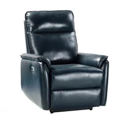 Tanis 30.2 in. Wide Navy Genuine Leather Power Recliner by JAYDEN CREATION