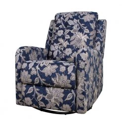 Bellamy Navy Swivel Recliner with Metal Base by JAYDEN CREATION
