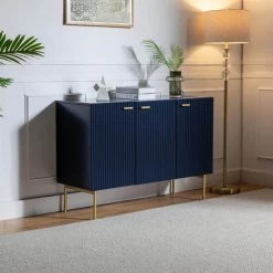 Laconia 47 in. Wide Navy Sideboard with 3-Doors by JAYDEN CREATION -JAYDEN CREATION Sales navy jayden creation sideboards buffet tables scbsd0532 navy 31 1000