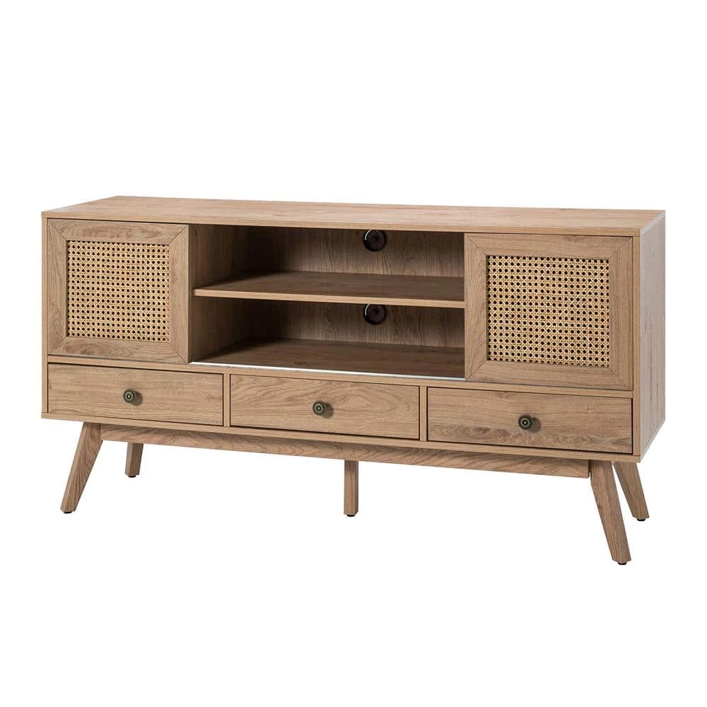 Telamon Oak 57 in. TV Stand for TVs up to 65 in. with Drawers by JAYDEN CREATION 1 Telamon Oak 57 in. TV Stand for TVs up to 65 in. with Drawers by JAYDEN CREATION