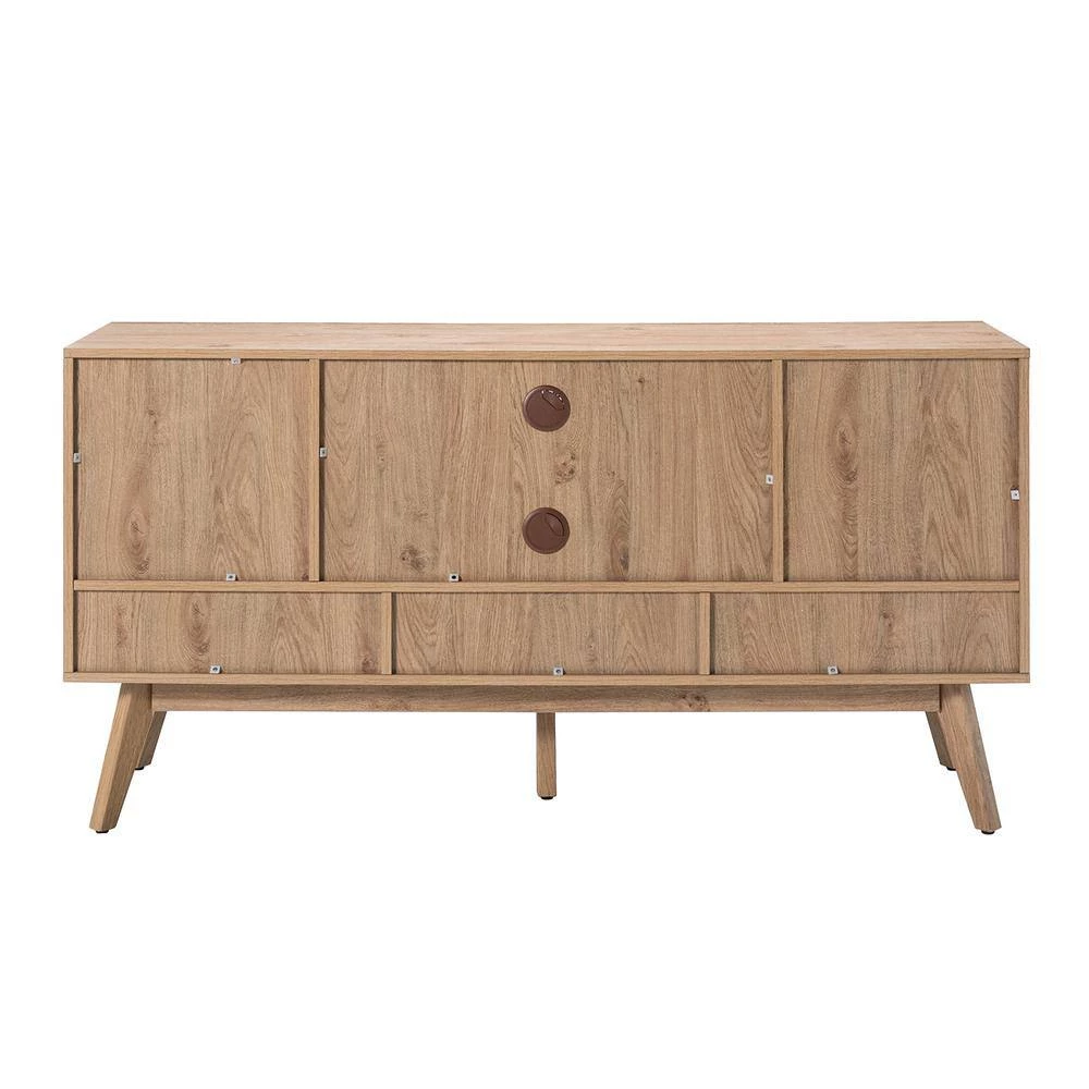 Telamon Oak 57 in. TV Stand for TVs up to 65 in. with Drawers by JAYDEN CREATION 3 Telamon Oak 57 in. TV Stand for TVs up to 65 in. with Drawers by JAYDEN CREATION - Image 3