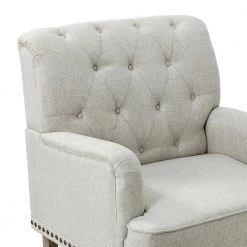 Leobarda Oatmeal Armchair with Nailhead Trim by JAYDEN CREATION -JAYDEN CREATION Sales oatmeal jayden creation accent chairs chm0384 oatmeal 1f 1000