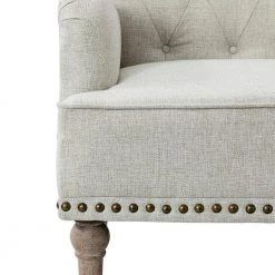 Leobarda Oatmeal Armchair with Nailhead Trim by JAYDEN CREATION -JAYDEN CREATION Sales oatmeal jayden creation accent chairs chm0384 oatmeal 44 1000