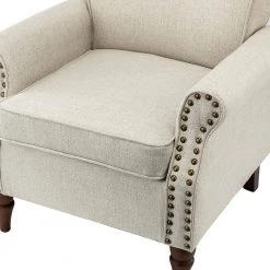 Macedonia Oatmeal ArmChair with Nailhead Trim (Set of 2) by JAYDEN CREATION -JAYDEN CREATION Sales oatmeal jayden creation accent chairs chwh0479 oatmeal s2 4f 1000