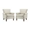 Macedonia Oatmeal ArmChair with Nailhead Trim (Set of 2) by JAYDEN CREATION