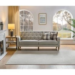 Megareus 81 in. Oatmeal Sofa with Wood Frame by JAYDEN CREATION