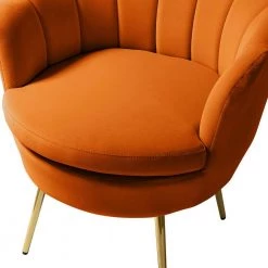 Fidelia Orange Barrel Accent Arm Chair with Golden Base by JAYDEN CREATION -JAYDEN CREATION Sales orange jayden creation accent chairs chm0119 orange 4f 1000