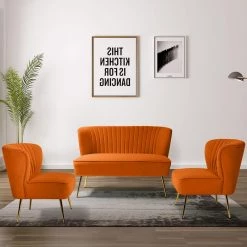 Carmita 3-Piece Orange Living Room Set by JAYDEN CREATION -JAYDEN CREATION Sales orange jayden creation living room sets sf0140 jm002 s2 oran 31 1000