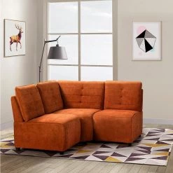 Maril Orange 37 in. Polyester Three Pieces Corner Sectional-2A+B by JAYDEN CREATION -JAYDEN CREATION Sales orange jayden creation sectional sofas sfqh0243 orange 2a b 31 1000