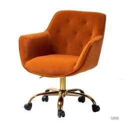 Helen Orange Velvet Swivel Task Chair with Tufted Back by JAYDEN CREATION