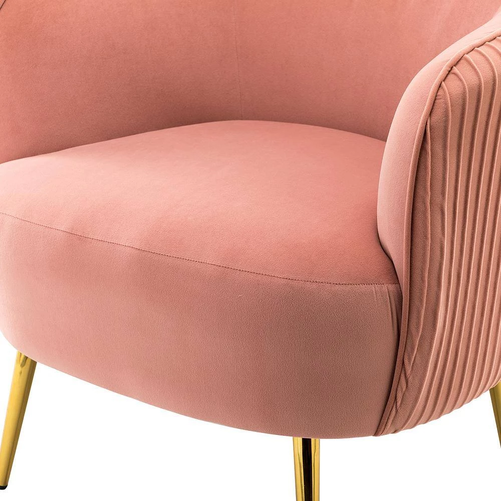 Sarpedon Pink Barrel Chair with Metal Legs (Set of 2) by JAYDEN CREATION 6 Sarpedon Pink Barrel Chair with Metal Legs (Set of 2) by JAYDEN CREATION - Image 6