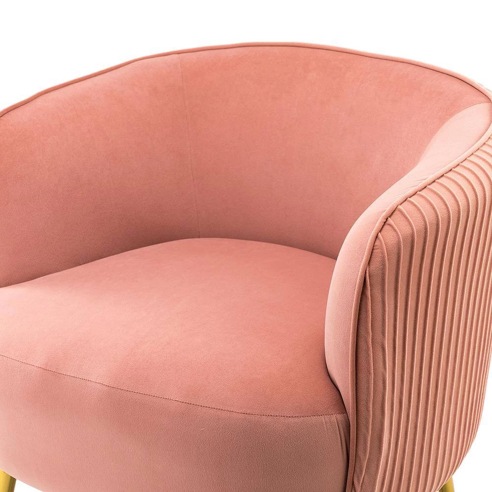 Sarpedon Pink Barrel Chair with Metal Legs (Set of 2) by JAYDEN CREATION 5 Sarpedon Pink Barrel Chair with Metal Legs (Set of 2) by JAYDEN CREATION - Image 5