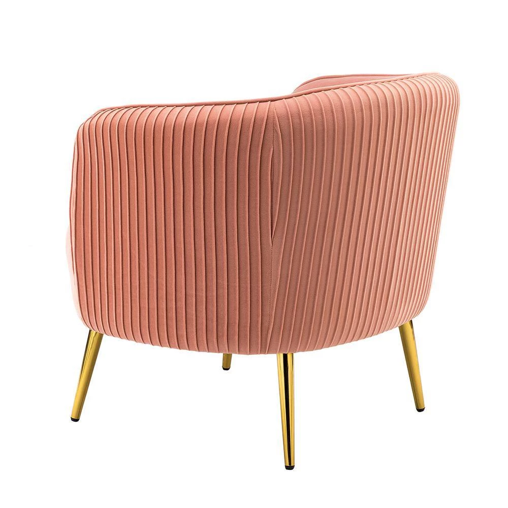 Sarpedon Pink Barrel Chair with Metal Legs (Set of 2) by JAYDEN CREATION 4 Sarpedon Pink Barrel Chair with Metal Legs (Set of 2) by JAYDEN CREATION - Image 4