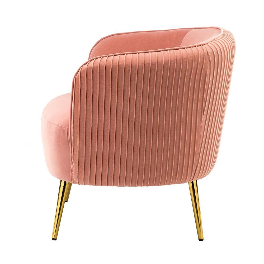 Sarpedon Pink Barrel Chair with Metal Legs (Set of 2) by JAYDEN CREATION 2 Sarpedon Pink Barrel Chair with Metal Legs (Set of 2) by JAYDEN CREATION - Image 2