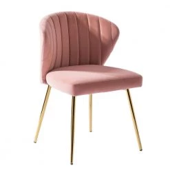 Luna Pink Gold Legs Side Chair by JAYDEN CREATION