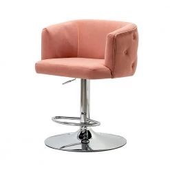 Magali 35.5 in. Pink Bar Stool with Metal Swivel Base by JAYDEN CREATION