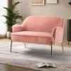 Agacia 43 in. Pink Polyester Recessed Arms Loveseat Sofa with Piped Edges Design by JAYDEN CREATION