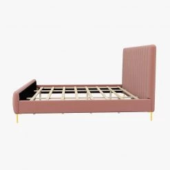 Latium 65 in. W Pink Tufted Upholstered Platform Bed with Metal Legs by JAYDEN CREATION -JAYDEN CREATION Sales pink jayden creation platform beds bst0378 qb pink ab 44 1000