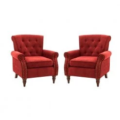 Aegina Red Armchair with Nailhead Trim (Set of 2) by JAYDEN CREATION