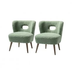 Mini Sage Vegan Lambskin Sherpa Upholstery Barrel Chair (Set of 2) by JAYDEN CREATION