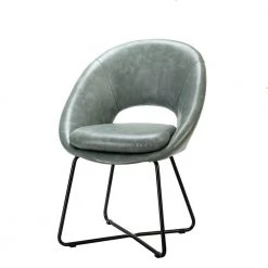 Marla Sage Dining Chair with Cross-Shaped Metal Base by JAYDEN CREATION