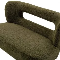 Irvington 45 in. Seaweed Lambskin Sherpa Upholstery Polyester 2-Seater Loveseat with Wood Base by JAYDEN CREATION -JAYDEN CREATION Sales seaweed jayden creation loveseats hsfs0102 seaweed 1f 1000