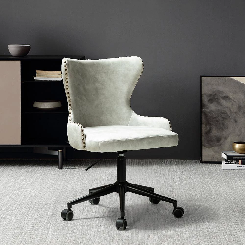 Ecbatana Silver Upholstery Swivel Task Chair with Nailhead Trim by JAYDEN CREATION 10 Ecbatana Silver Upholstery Swivel Task Chair with Nailhead Trim by JAYDEN CREATION - Image 10