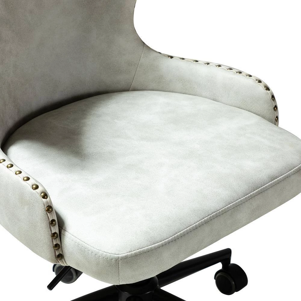 Ecbatana Silver Upholstery Swivel Task Chair with Nailhead Trim by JAYDEN CREATION 5 Ecbatana Silver Upholstery Swivel Task Chair with Nailhead Trim by JAYDEN CREATION - Image 5