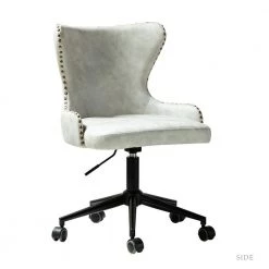 Ecbatana Silver Upholstery Swivel Task Chair with Nailhead Trim by JAYDEN CREATION