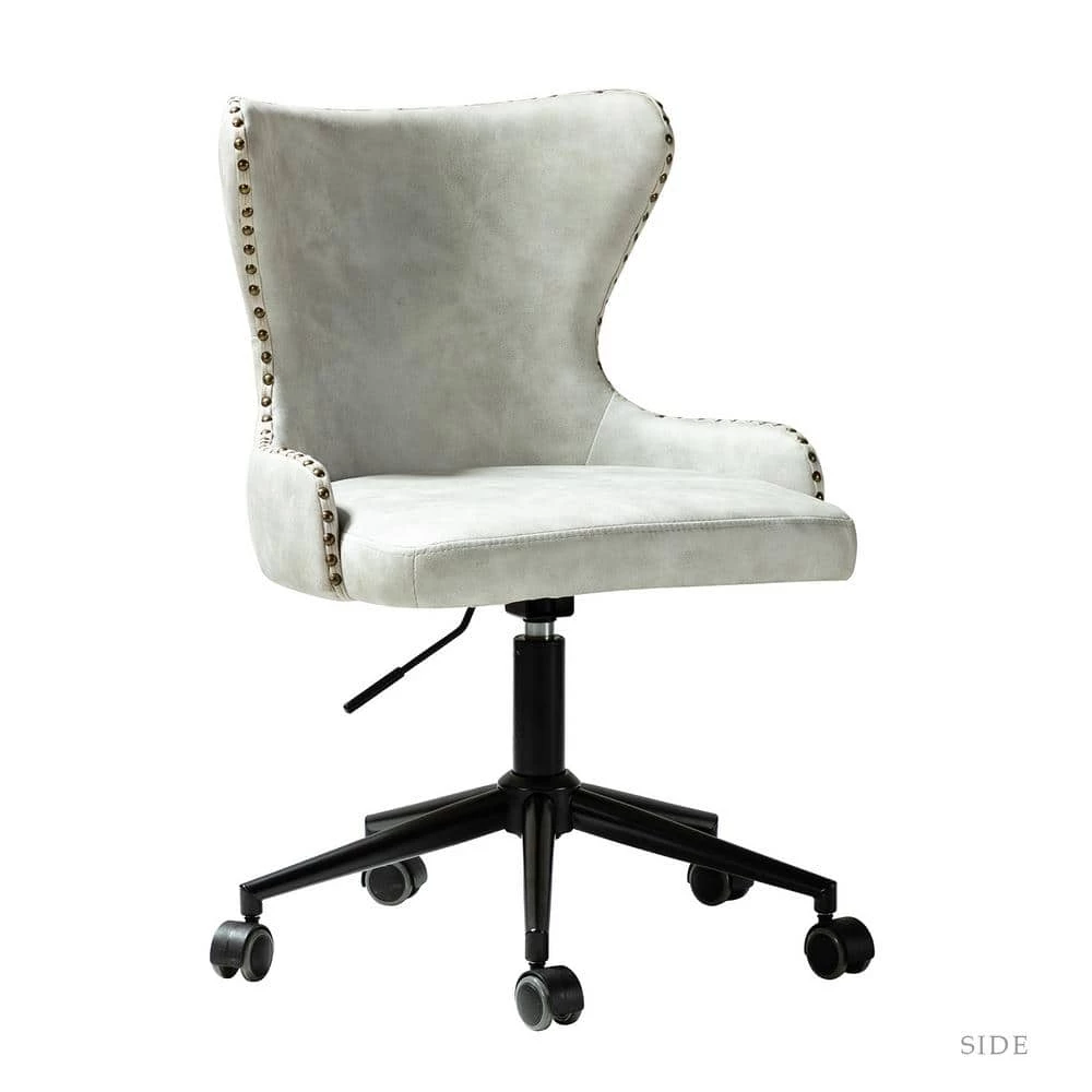 Ecbatana Silver Upholstery Swivel Task Chair with Nailhead Trim by JAYDEN CREATION 1 Ecbatana Silver Upholstery Swivel Task Chair with Nailhead Trim by JAYDEN CREATION