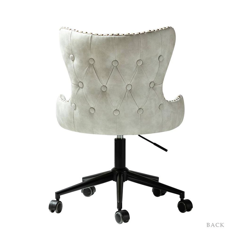 Ecbatana Silver Upholstery Swivel Task Chair with Nailhead Trim by JAYDEN CREATION 3 Ecbatana Silver Upholstery Swivel Task Chair with Nailhead Trim by JAYDEN CREATION - Image 3