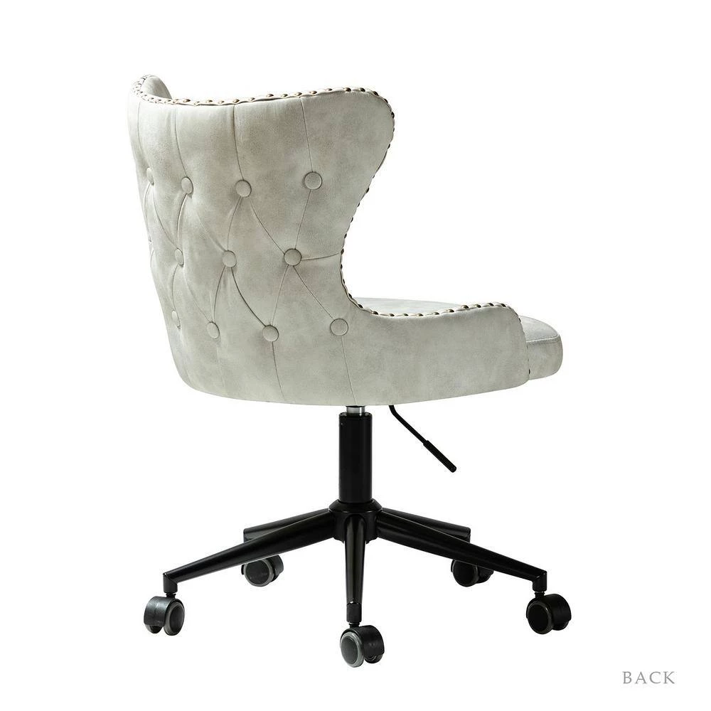 Ecbatana Silver Upholstery Swivel Task Chair with Nailhead Trim by JAYDEN CREATION 4 Ecbatana Silver Upholstery Swivel Task Chair with Nailhead Trim by JAYDEN CREATION - Image 4